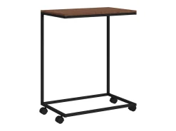 Mesa auxiliar con ruedas madera de ingeniería negra 55x35x70 cm