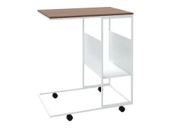 Mesa auxiliar con ruedas contrachapado blanco 55x36x63,5 cm