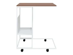 Mesa auxiliar con ruedas contrachapado blanco 55x36x63,5 cm