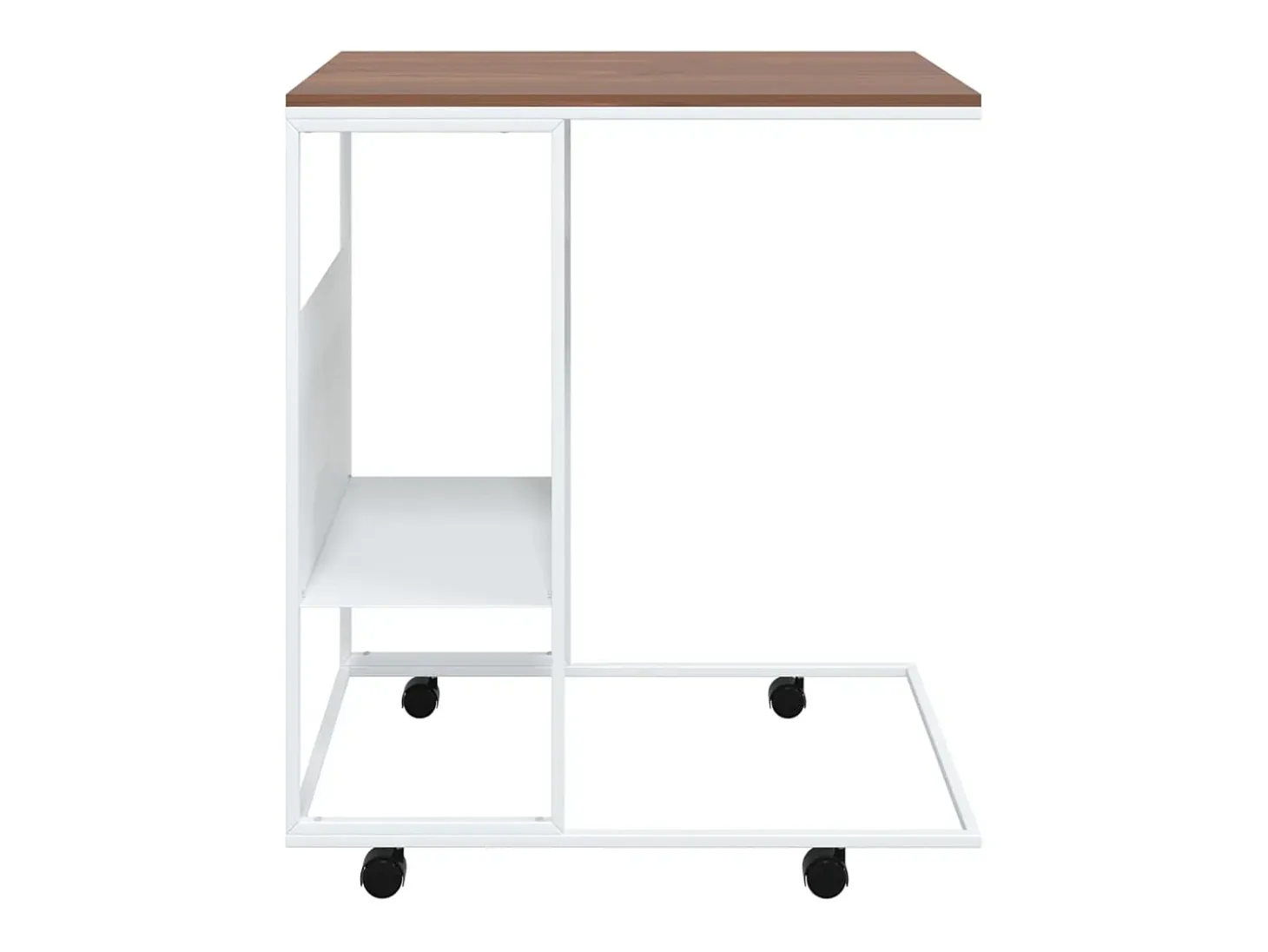 Mesa auxiliar con ruedas contrachapado blanco 55x36x63,5 cm