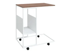 Mesa auxiliar con ruedas contrachapado blanco 55x36x63,5 cm