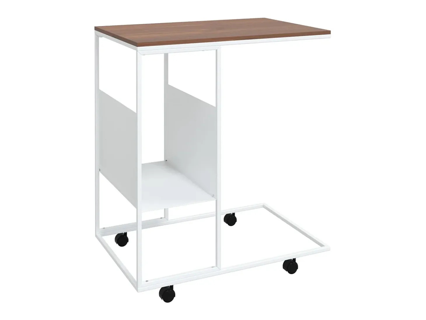 Mesa auxiliar con ruedas contrachapado blanco 55x36x63,5 cm