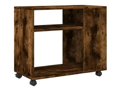 Mesa auxiliar con ruedas madera roble ahumado 70x35x60 cm