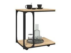 Mesa auxiliar con ruedas madera roble Sonoma 50x35x55,5 cm