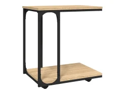 Mesa auxiliar con ruedas madera roble Sonoma 50x35x55,5 cm