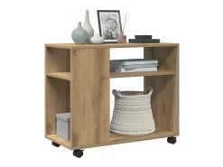 Mesa auxiliar con ruedas madera roble Sonoma 70x35x60 cm
