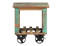 Mesa auxiliar con ruedas madera maciza reciclada 40x40x42 cm