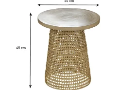 Mesa auxiliar con tabla de bambú pata ratán