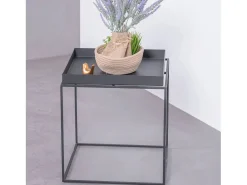 Mesa auxiliar cuadrada en acero apto para exterior - Sorento - Negro