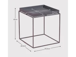 Mesa auxiliar cuadrada en acero apto para exterior - Sorento - Negro