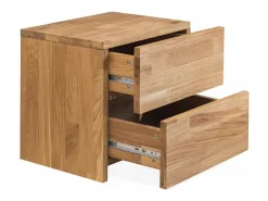 Mesa auxiliar Danark de madera maciza de roble con 2 cajones 40 cm