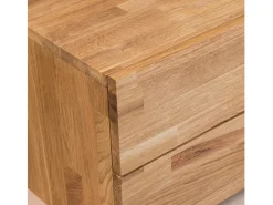 Mesa auxiliar Danark de madera maciza de roble con 2 cajones 40 cm