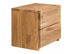 Mesa auxiliar Danark de madera maciza de roble con 2 cajones 40 cm