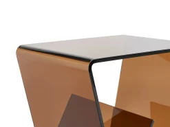 Mesa auxiliar de cristal templado curvado - Marrón - ZENIA