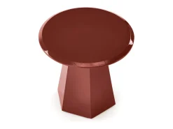 Mesa auxiliar de diseño lacado burdeos con tapa redonda 50 cm KIMI