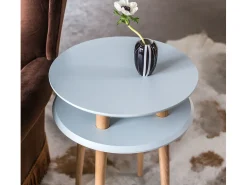 Mesa auxiliar de dos niveles diámetro 45 cm x altura 61 cm Ufo Blanco Tiza