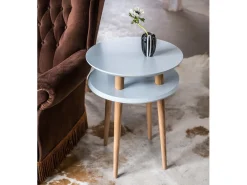 Mesa auxiliar de dos niveles diámetro 45 cm x altura 61 cm Ufo Blanco Tiza