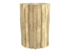 Mesa auxiliar de jardín redonda de 30cm en troncos de teca - Imani