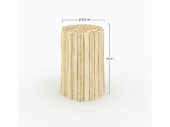 Mesa auxiliar de jardín redonda de 30cm en troncos de teca - Imani