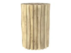 Mesa auxiliar de jardín redonda de 30cm en troncos de teca - Imani