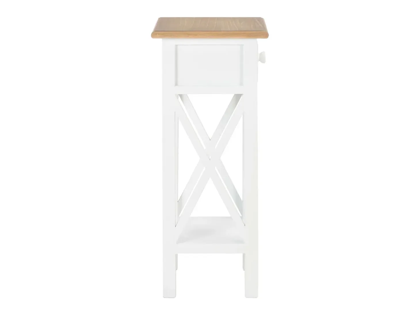 Mesa auxiliar de madera blanca 27x27x65,5 cm
