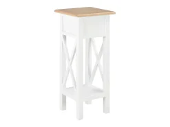 Mesa auxiliar de madera blanca 27x27x65,5 cm