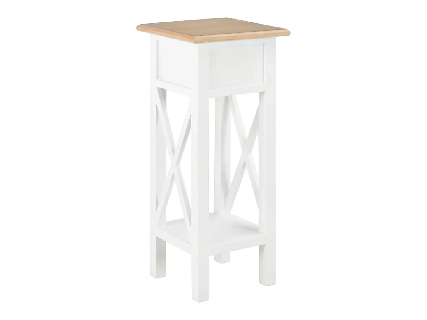 Mesa auxiliar de madera blanca 27x27x65,5 cm