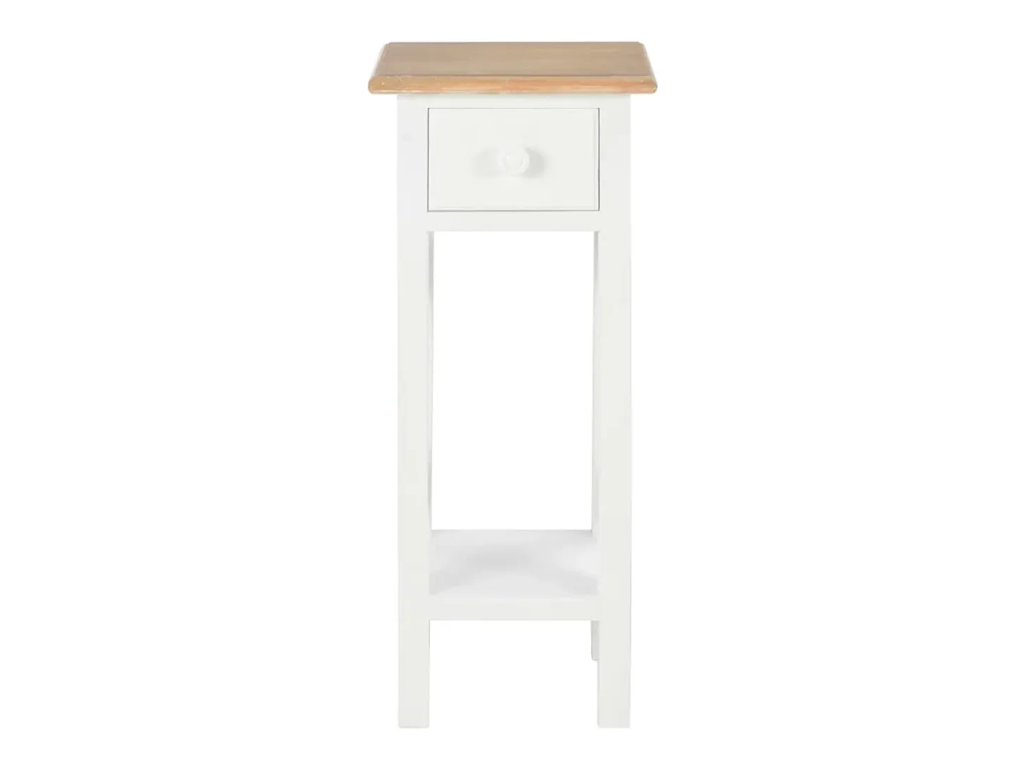 Mesa auxiliar de madera blanca 27x27x65,5 cm
