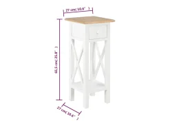 Mesa auxiliar de madera blanca 27x27x65,5 cm