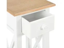 Mesa auxiliar de madera blanca 27x27x65,5 cm