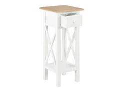 Mesa auxiliar de madera blanca 27x27x65,5 cm