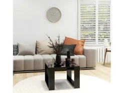Mesa auxiliar de madera contrachapada negro 50x50x35 cm