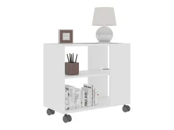 Mesa auxiliar de madera contrachapada blanco 70x35x55 cm