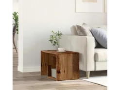 Mesa auxiliar de madera contrachapada envejecida 59x36x38 cm