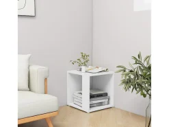 Mesa auxiliar de madera contrachapada blanco 33x33x34,5 cm