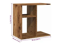 Mesa auxiliar de madera contrachapada envejecida 50x30x50 cm
