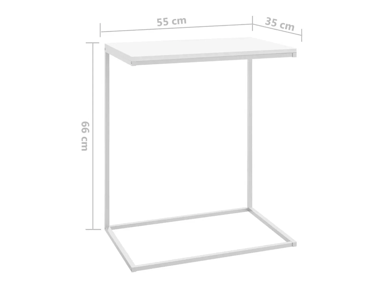 Mesa auxiliar de madera contrachapada blanco 55x35x66 cm