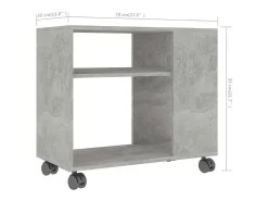 Mesa auxiliar de madera contrachapada gris hormigón 70x35x55 cm