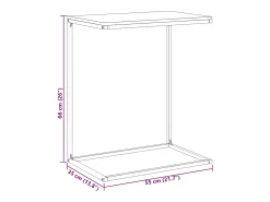 Mesa auxiliar de madera contrachapada negro 55x35x66 cm