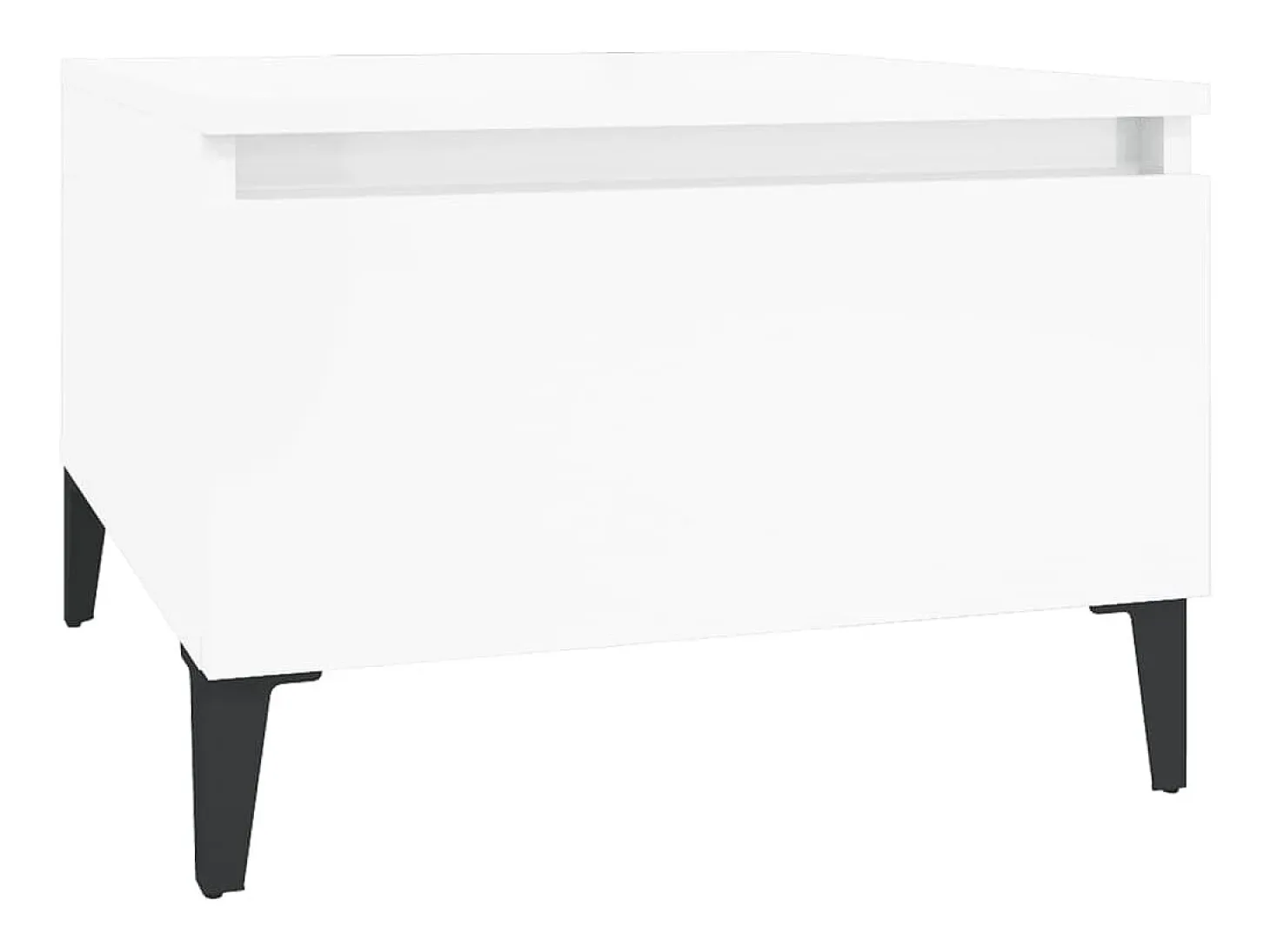Mesa auxiliar de madera contrachapada blanco brillo 50x46x35 cm