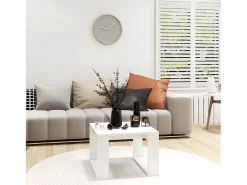 Mesa auxiliar de madera contrachapada blanco 50x50x35 cm