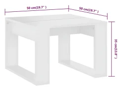 Mesa auxiliar de madera contrachapada blanco 50x50x35 cm
