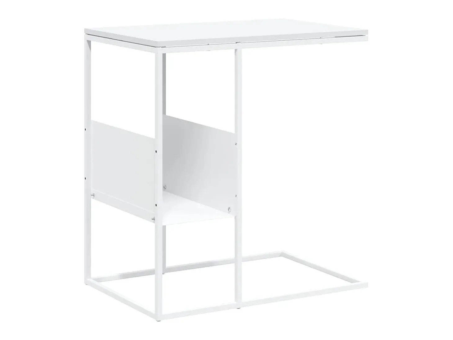 Mesa auxiliar de madera contrachapada blanco 55x36x59,5 cm