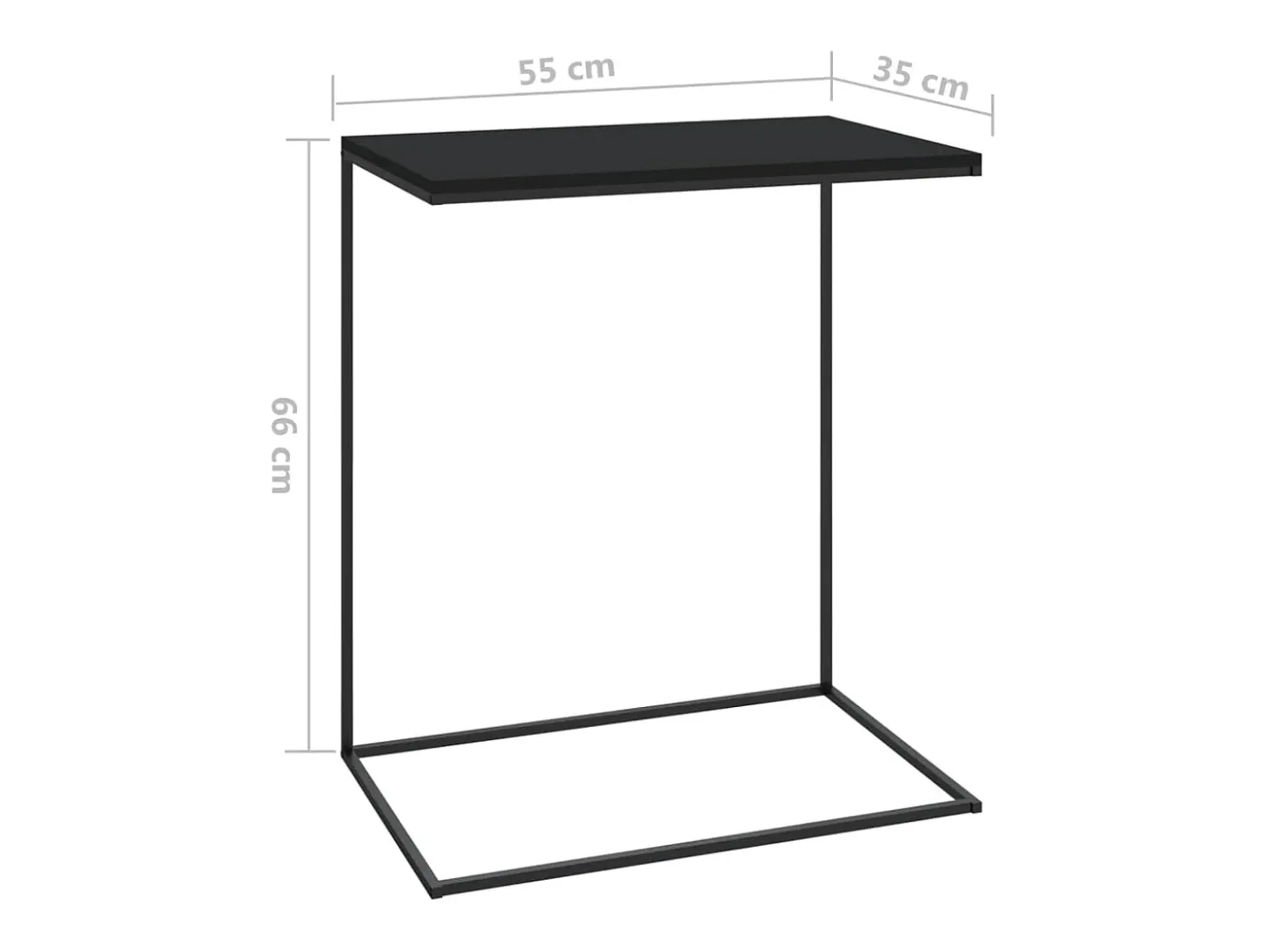 Mesa auxiliar de madera contrachapada negro 55x35x66 cm