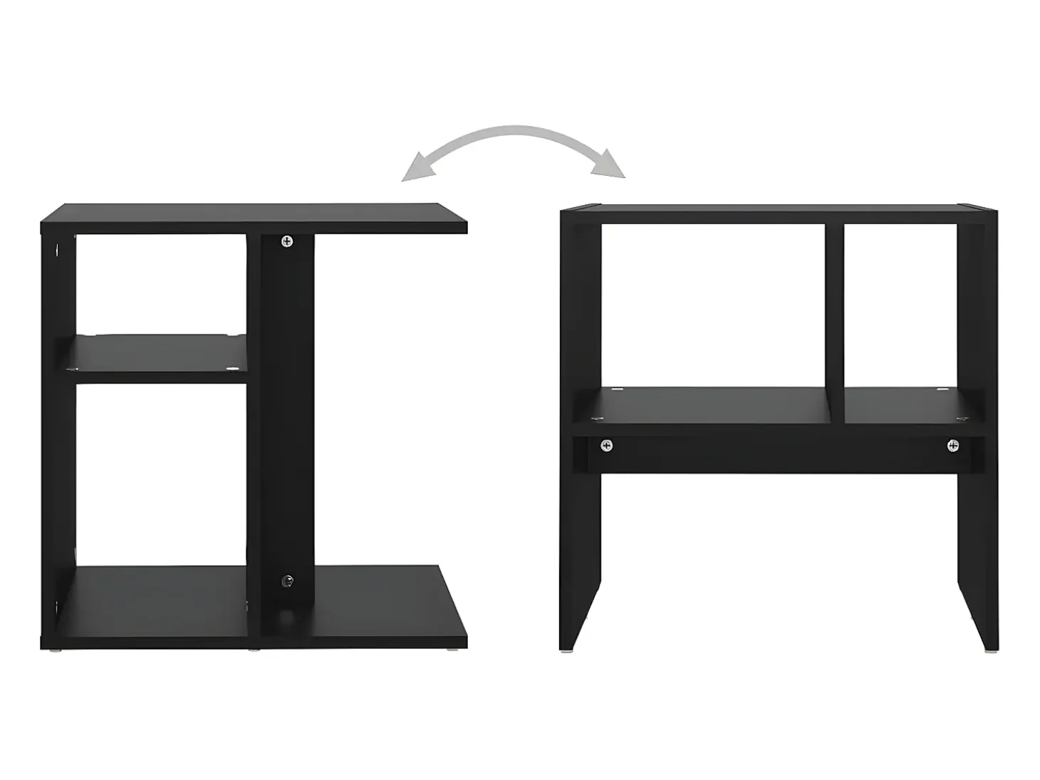 Mesa auxiliar de madera contrachapada negro 50x30x50 cm