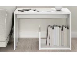 Mesa auxiliar de madera contrachapada blanco 59x36x38 cm