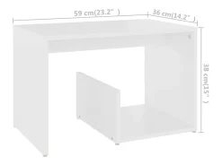 Mesa auxiliar de madera contrachapada blanco 59x36x38 cm