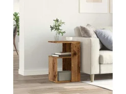 Mesa auxiliar de madera contrachapada envejecida 36x30x56 cm