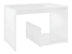Mesa auxiliar de madera contrachapada blanco 59x36x38 cm