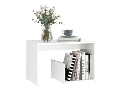 Mesa auxiliar de madera contrachapada blanco 59x36x38 cm